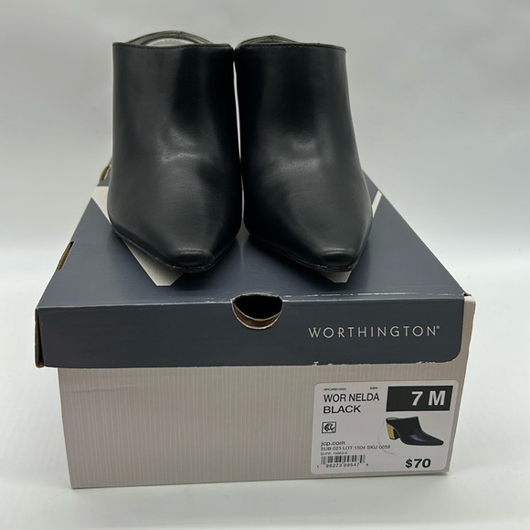 2518- Worthington Wor Nelda Black & Gold Mules Size 7 NWT with Box - Picture 7 of 12